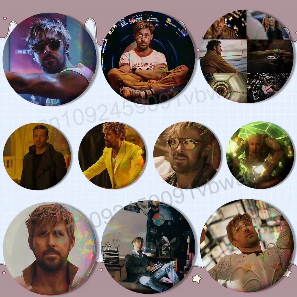 

Ryan Gosling Project Hail Mary Laser reflective round badges pins bag clothing decorations collectibles gifts for friends