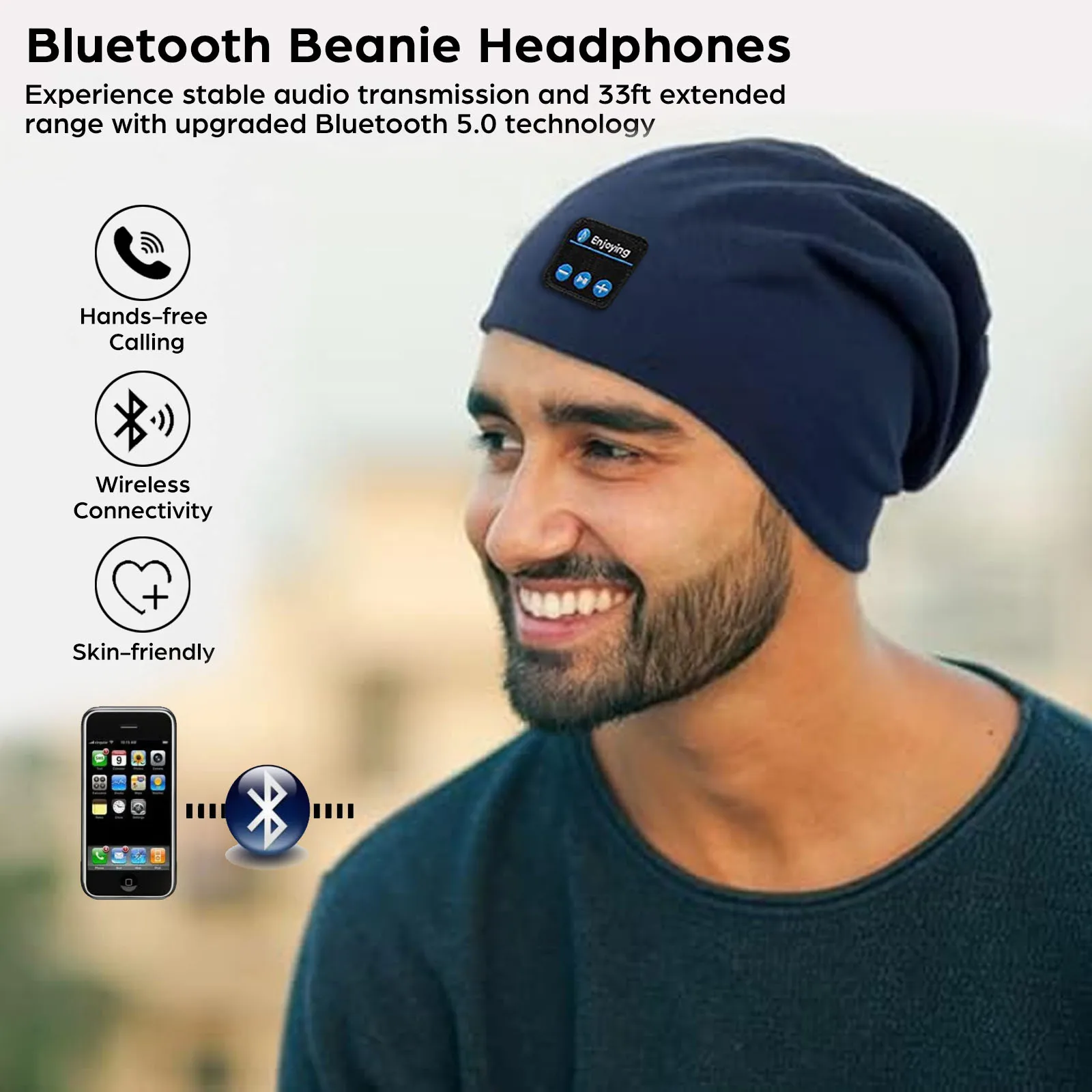 Wireless Stereo Bluetooth Headphone Summer Beanie Sleep Soft Cotton Cap Lightweight Running Earphone Headset Sports Music Hat