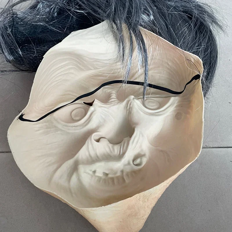 Scary Old Witch Mask Latex With Hair Halloween Fancy Dress Grimace Party Costume Cosplay Masks Props Adult One Size MN3