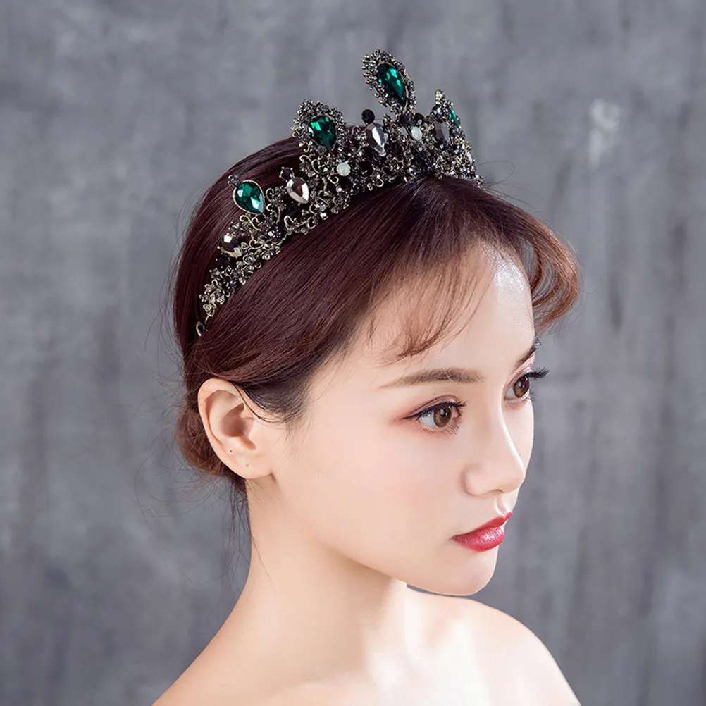 1Pcs Baroque Crown Large Classic Vintage Wedding Hair Bride Tiara Rhinestone Elegant Headdress Baroque Crown Wedding Hair