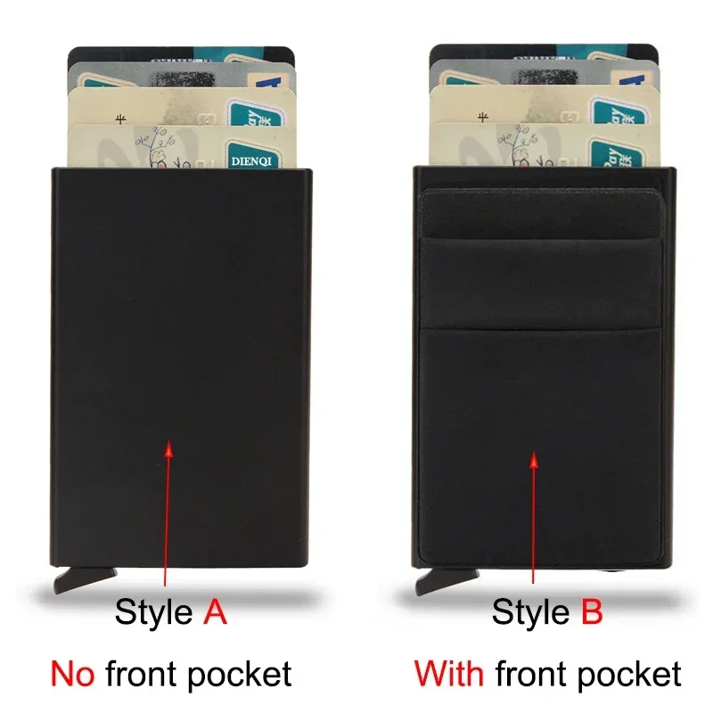 Rfid Kreditkarte Halter Für Männer Brieftasche Dünne Schlanke Pop Up Aluminium Anti Diebstahl ID Karteninhaber Herren Geldbörsen Tragbare Mini Fall Männlich – Detail 1