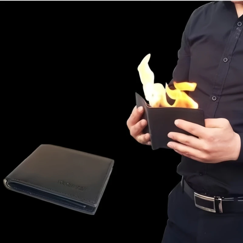 Personalized Flame Wallet Lighter Leather Material Suitable for Cool Men's Gifts At Family Gatherings and Magic Shows