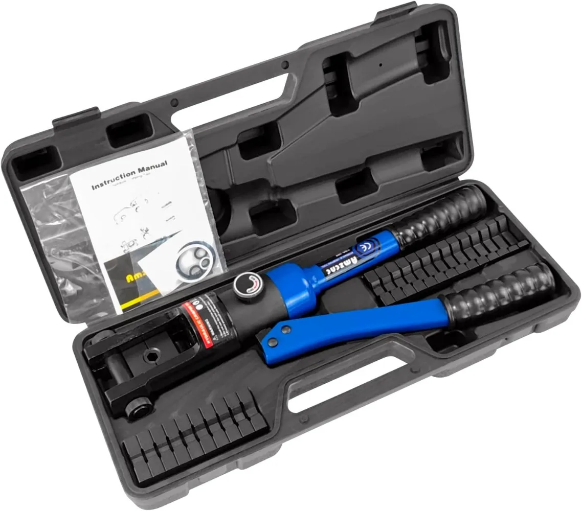 16 Ton Hydraulic Wire Crimper Battery Cable Lug Terminal Crimping Tool,Crimps 6 AWG To 600 MCM, Cable Crimping Tool