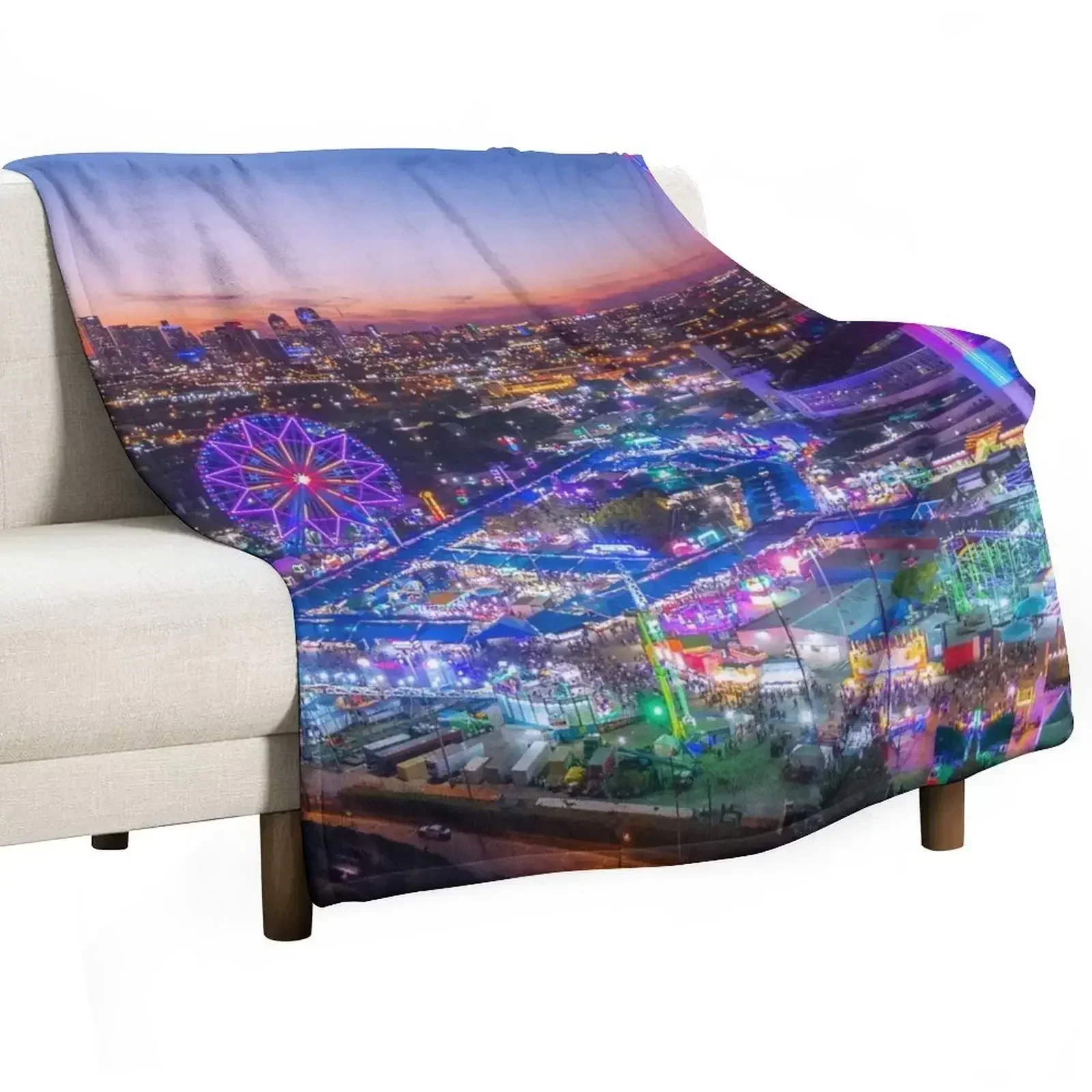 Texas State Fair From Above Throw Blanket Summer Beddings Shaggy blankets and throws Blankets