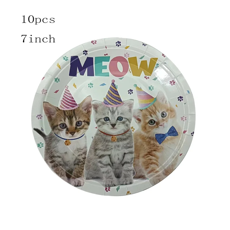 Pet Cats Dogs Happy Birthday Party Decor Paper Plate Cup Napkin Jednorazowa zastawa stołowa Kids Cats Theme Baby Shower Party Supplies