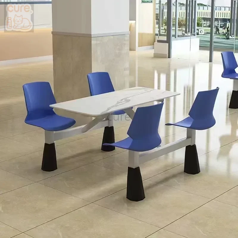 طاولة تقديم الطعام من الفولاذ المقاوم للصدأ وكرسي بالجملة لون قطعة واحدة لتناول الطعام وكرسي للوجبات السريعة ومطعم المقصف لتناول الطعام