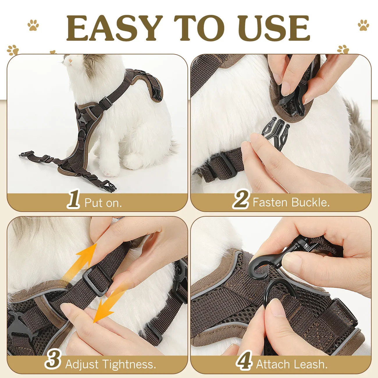 Cat Harness And Leash Set Reflective Adjustable Mesh Vest_voghion.com