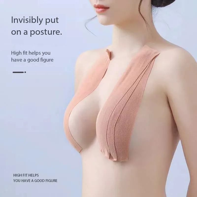 Custom-Cut Invisible Bra Tape with Gathering Adhesive for Preventing Spillage and Nipple Protrusion