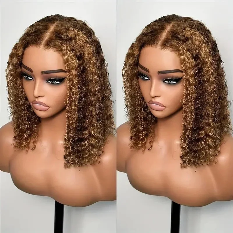 Africa Wig Brown Small Roll Button Mesh Chemical Fiber Filament Woman Decor Hair Set Daily Wear Euramerican Fashion Full Wig
