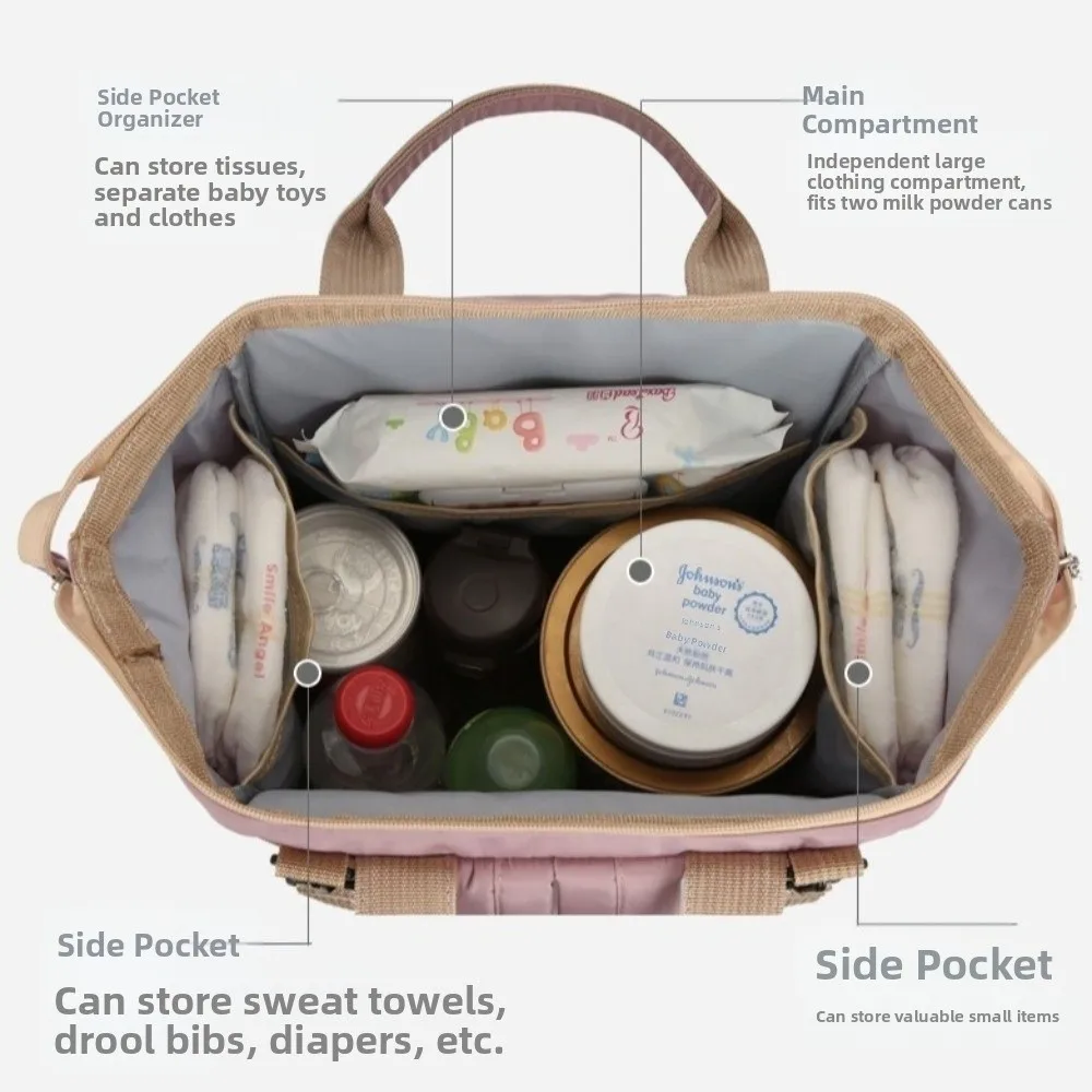 Portable Mommy Bag Large Capacity Foldable Nappy Backpack Bag Multi-Functional Lightweight Mom's Outting Bag for Nursing