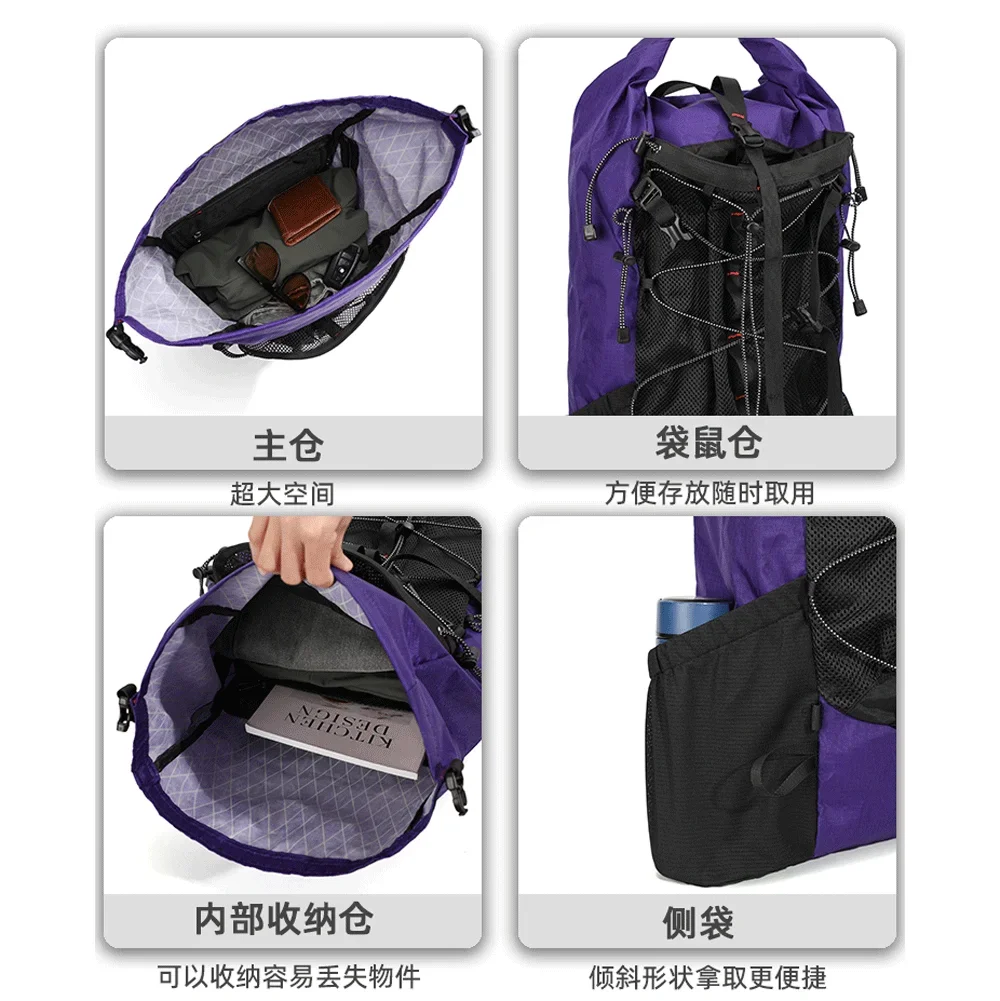 Ransel Mendaki Ringan 36-50L Luar Ruangan, Tas Berkemah, Bersepeda, Ransel Mendaki Ransel Tahan Air Perjalanan