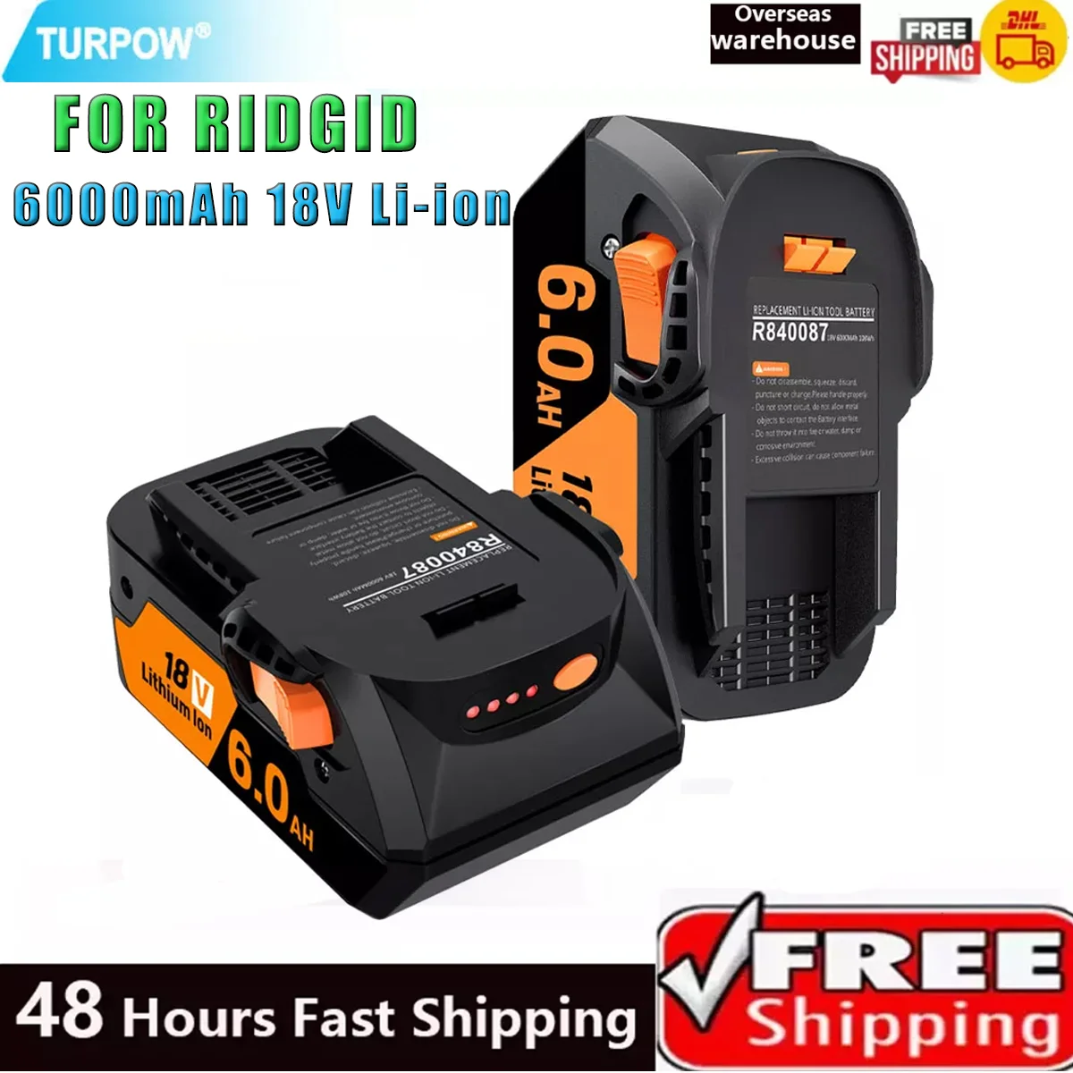 

Turpow 6000mAh 18V Li-ion For RIDGID R840083 R840085 R840086 R840087 Rechargeable Power Tool Battery Series AEG Series Battery