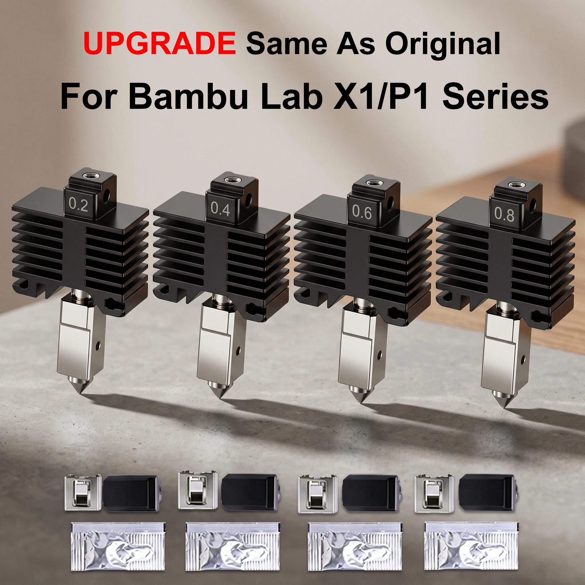 

Upgrade For Bambu Lab P1S Hotend 0.2 0.4 0.6 0.8 Hardened steel Bambu Hotend P1P X1C Hot End Leak-Proof 3d Printer Accessories