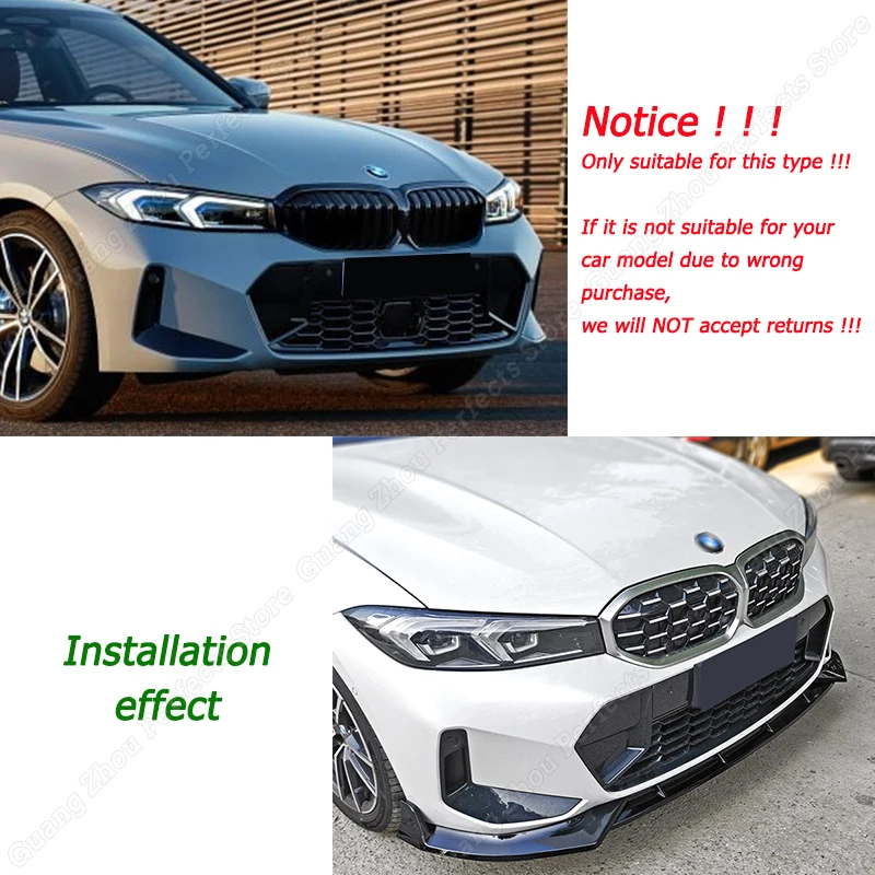 Pro BMW 3 série g20 G21 LCI 2022 2023 2024+ auto přední tlumič lippe rozbočovač spoiler tělo soupravy tuningu ABS lesklý black/carbon hele