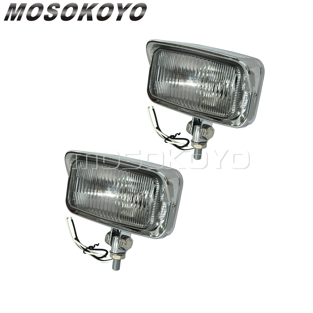 1 Pair Motorcycle Vintage Dual Headlights Custom Twin Square Headlamp 55w For Harley Chopper Cafe Racer Bobber Sportster Light