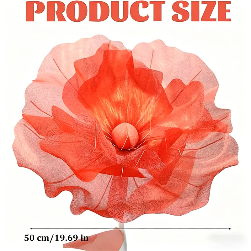 50cm Große Transparente Tüll-Blume Künstliche Blume mit Perlen-Akzenten für Heimdekoration Outdoor-Hochzeit Foto-Requisiten – Detail 2