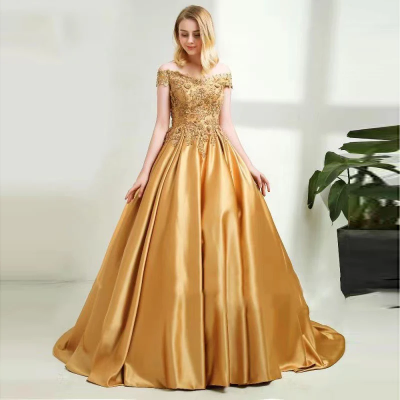 

DSP Elegant A Line Off Shoulder Satin Quinceanera Dresses with Appliques Prom Party Gown vestidos de 15 años quinceañeras 2024
