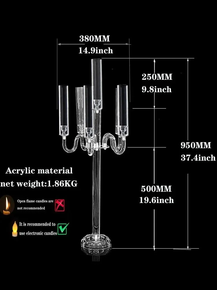 5-ramienny świecznik akrylowy świeczniki ozdoby na środek stołu weselnego Candelabros Decoracion Hogar dekoracje ślubne