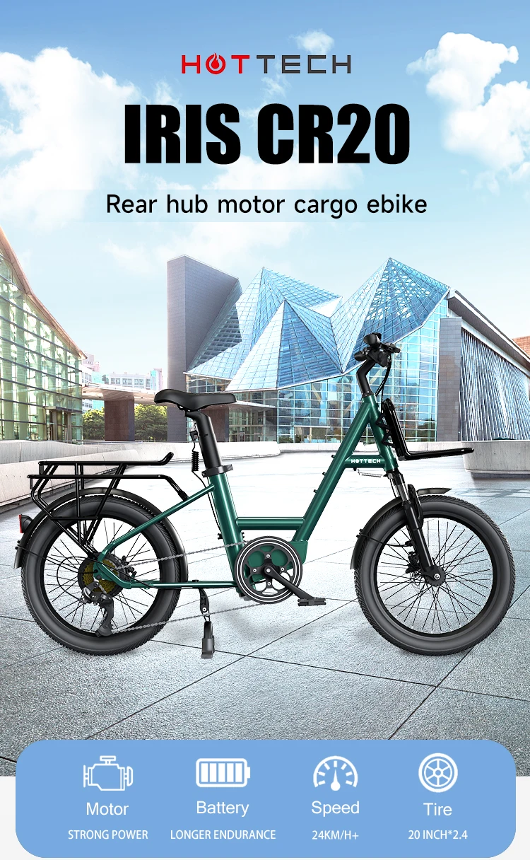 HOTTECH جودة عالية وأفضل الأسعار 350 واط البضائع E الدراجة محور المحرك 2 عجلة البضائع E-الدراجة 20 بوصة