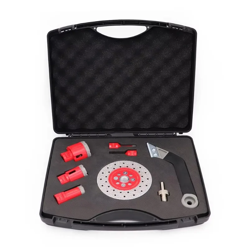 1 Set Boxed (6/8/25/35/50/115mm Grinding Discs/Hex Adapter/Seam Cleaner ) Diamond Drilling Bits Saw Blade Set for Tile Marble