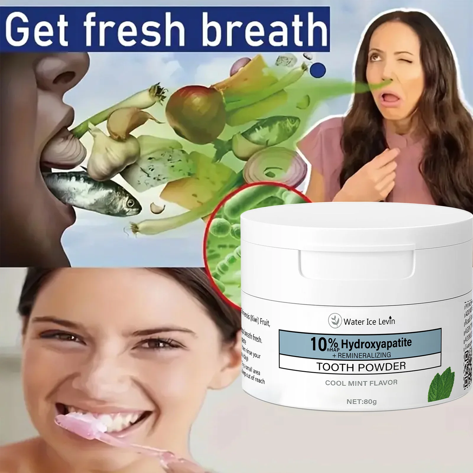 80g Mints Oral Powder Remove Stains Teeth Cleansing Powder Breath Refreshing Sensitive Teeth Whitening Powder For Teeth Care