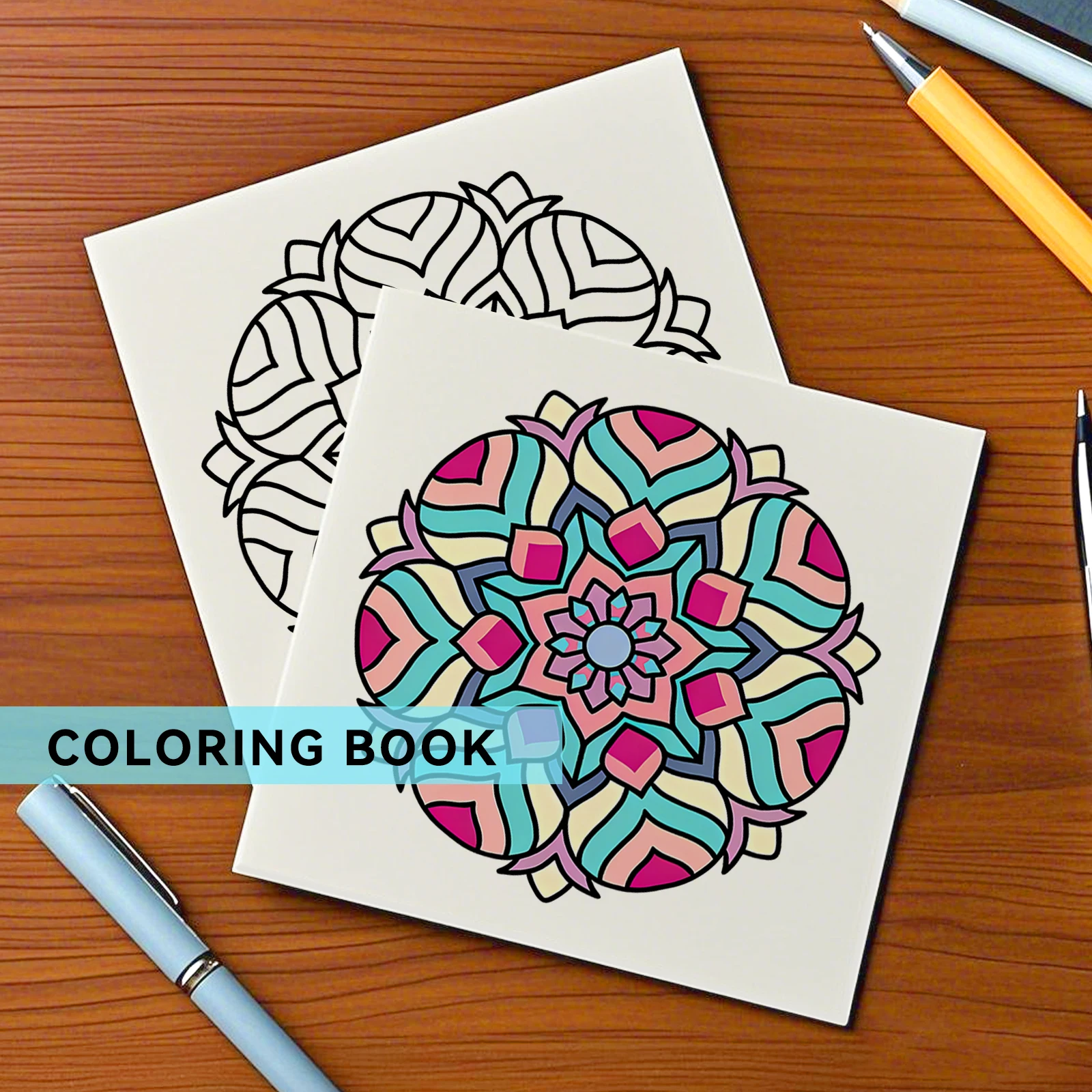 BOLD & FACY MANDALA Libro da colorare artistico Fiori 24 pagine Regalo per la festa di compleanno Allevia lo stress Kill Time Graffiti Pittura Disegno