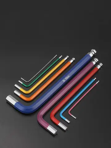 9pcs Industrial Ball End Hex Key Set, Heavy Duty Color Coded Allen Wrenches, for Automotive & Machinery, Torque Wrench