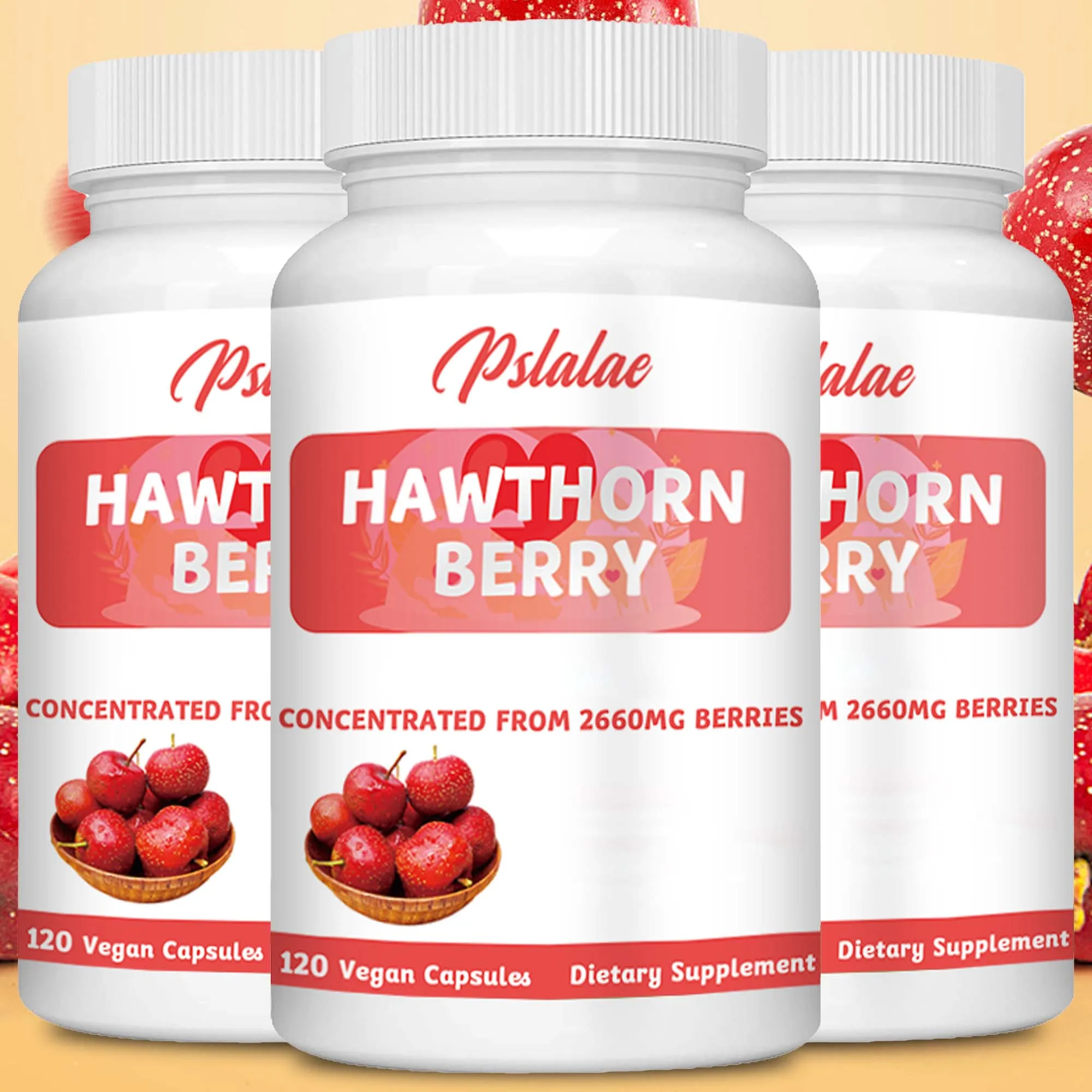 Hawthorn Berry Capsules - Promotes Blood Circulation, Relieves Stress and Digestion - 120 Capsules