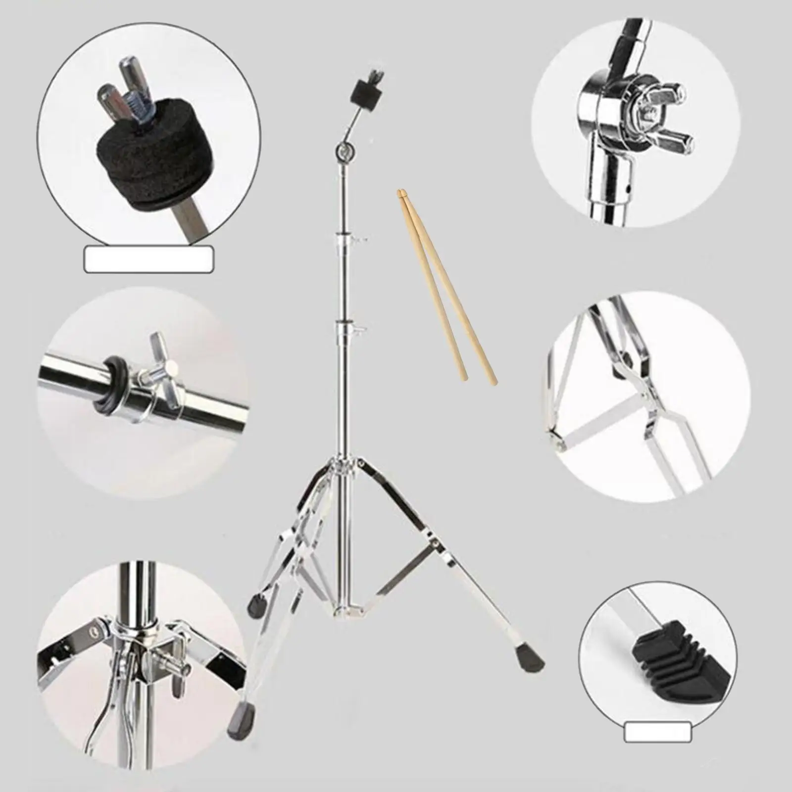 Cymbal Stand Triangle Bracket Percussion Nonslip Cymbal Tilter Double Braced Tripod for Performance Music Room Concert Stage