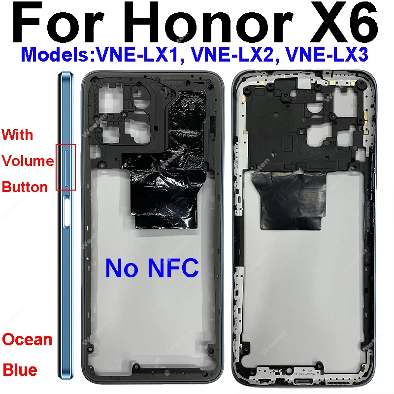 For Huawei Honor X6 VNE-LX1 Middle Frame Housing Middle Frame Bezel Cover with Side Button Replacement Repair Parts