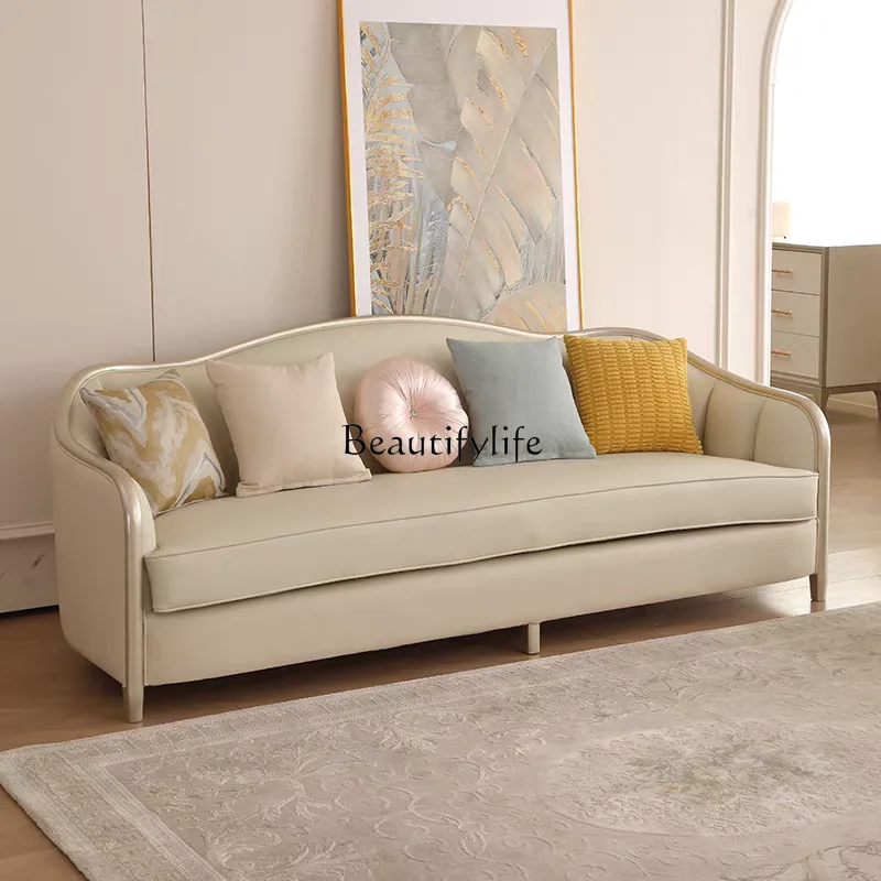 

American light luxury sofa modern simple solid wood sofa combination living room high-end cream style