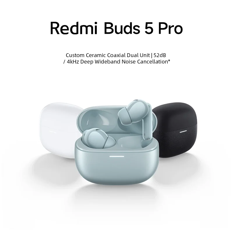 Redmi Buds 5 Pro Earphone 52dB Active Noise Cancellation Hi-Res Audio 4kHz Ultra-wide Frequency Noise Cancellation