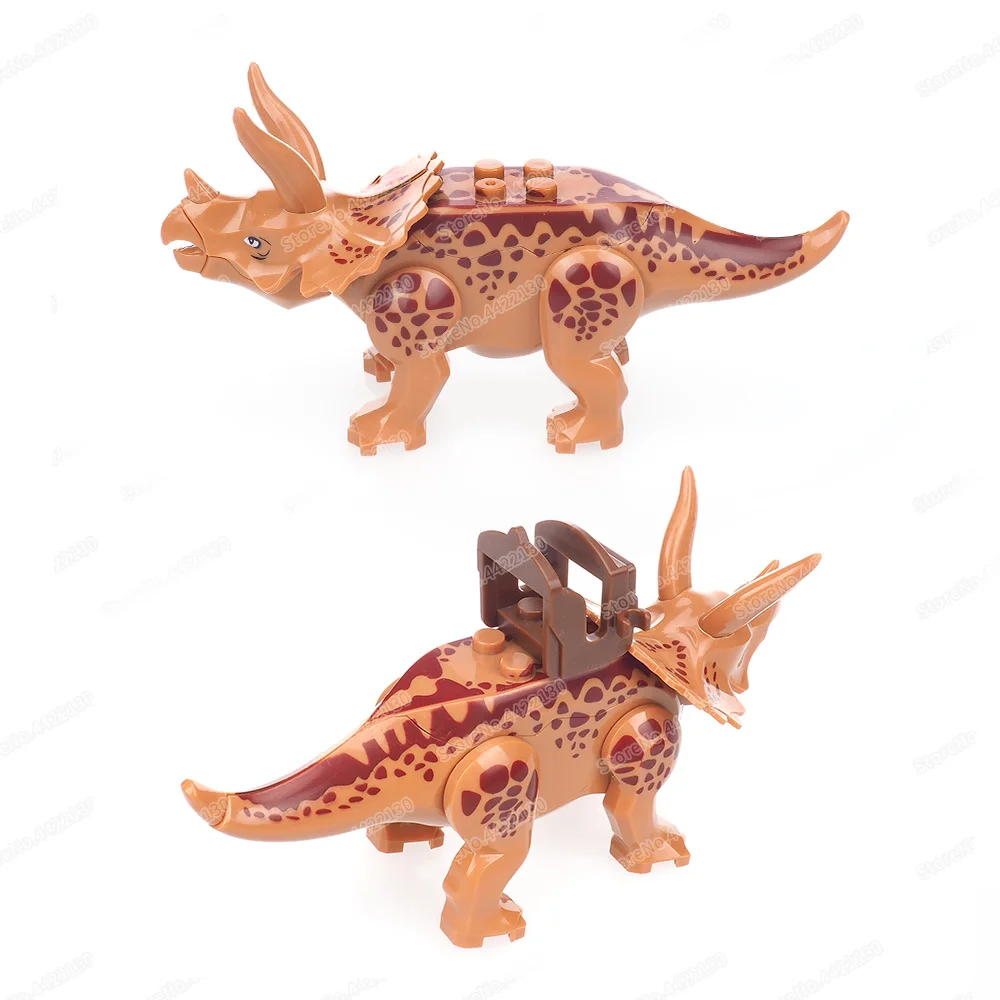 Dinosaur World Triceratops Knight Set Building Block Moc Figures Training War Dragon Assemble Scenes Model Child Gifts Boy Toys