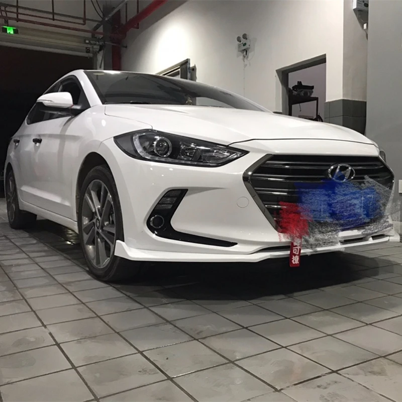 For Hyundai Elantra 7 2016 - 2019 Front Lip Chin Diffuser Body Kit Spoiler Bumper Splitter Accessories ABS Material Carbon Look