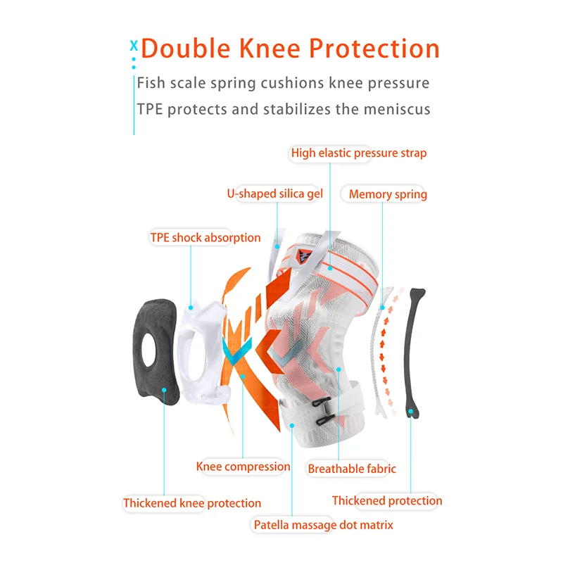 2023 High-end Knee Brace with Elastic Strips Compression Knee Support for Men 1PC Gym Rodilleras 7782