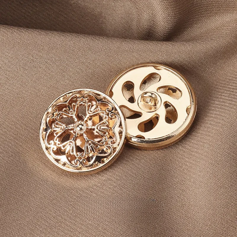 10pcs Classic Hollow Flower Shank Buttons 20/25mm Plating Metal Round Buttons Clothing Decorative Buttons