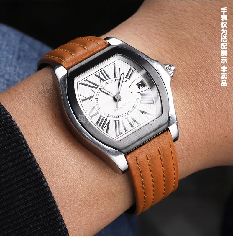 까르띠에 로드스터 W6206018 W6206017용 19mm 20mm 퀵 릴리스 가죽 스트랩 |   접이식 버클이 있는 정품 송아지 가죽 밴드