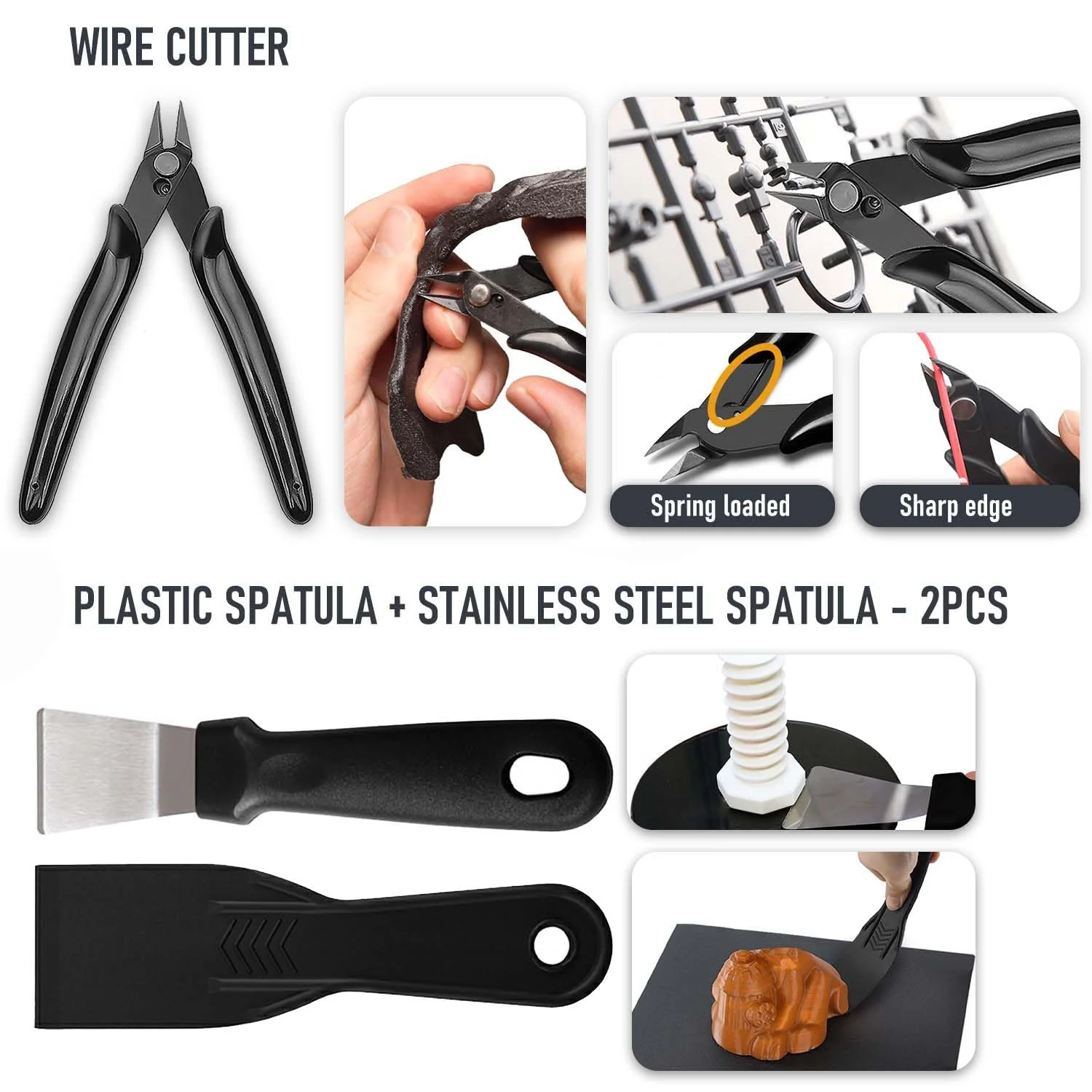 3D Printer Tool Kit for FDM/SLA – Nozzle Cleaner, Scraper, Tweezers, File & Engraving Tools for Maintenance