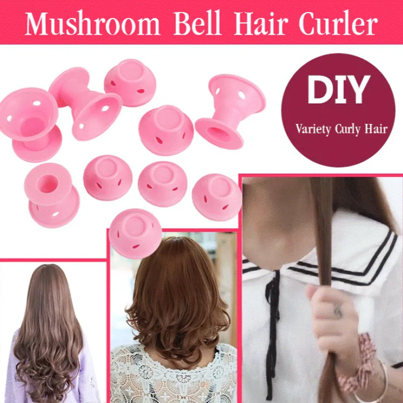 Sleeping Mushroom Pink Curlers Bells Blue Curlers