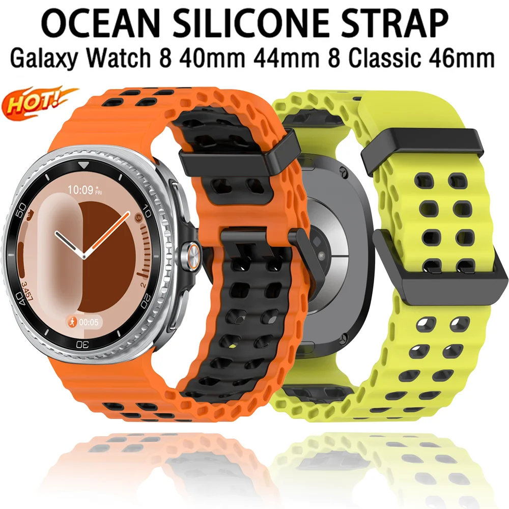 Ocean Silikonarmband für Samsung Galaxy Watch 8 40mm 44mm Sport Komfortables Armband Handgelenksband Galaxy Watch 8 Classic 46mm Armband