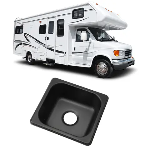 175 x 160 x 70 mm husbilsdiskho i 304 rostfritt stål, svart elektropläterad, nedfällbar diskho för båt, husvagn, husbil, husbil 10 best sales husvagnsdiskho - №1
