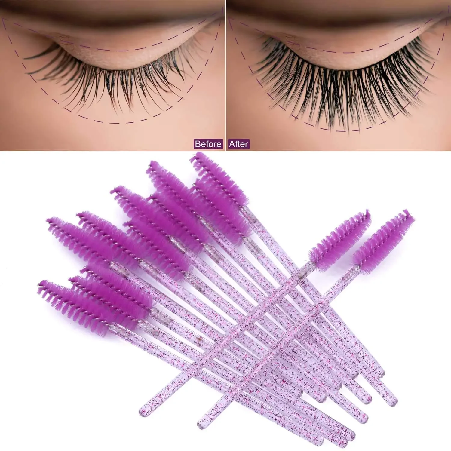 1000 Disposable Mascara Wands Eyelash Brush Spoolies for Eyebrow Eye Lash Extension Colorful Wholesale Beauty Tools