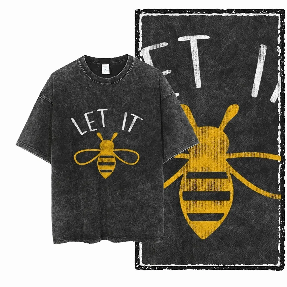Vintage Washed Bee & Honeycomb Oversized T-Shirt, Retro Insect Print Distressed Cotton Tee Y2k Top Graphic T Shirts Goth T Shirt