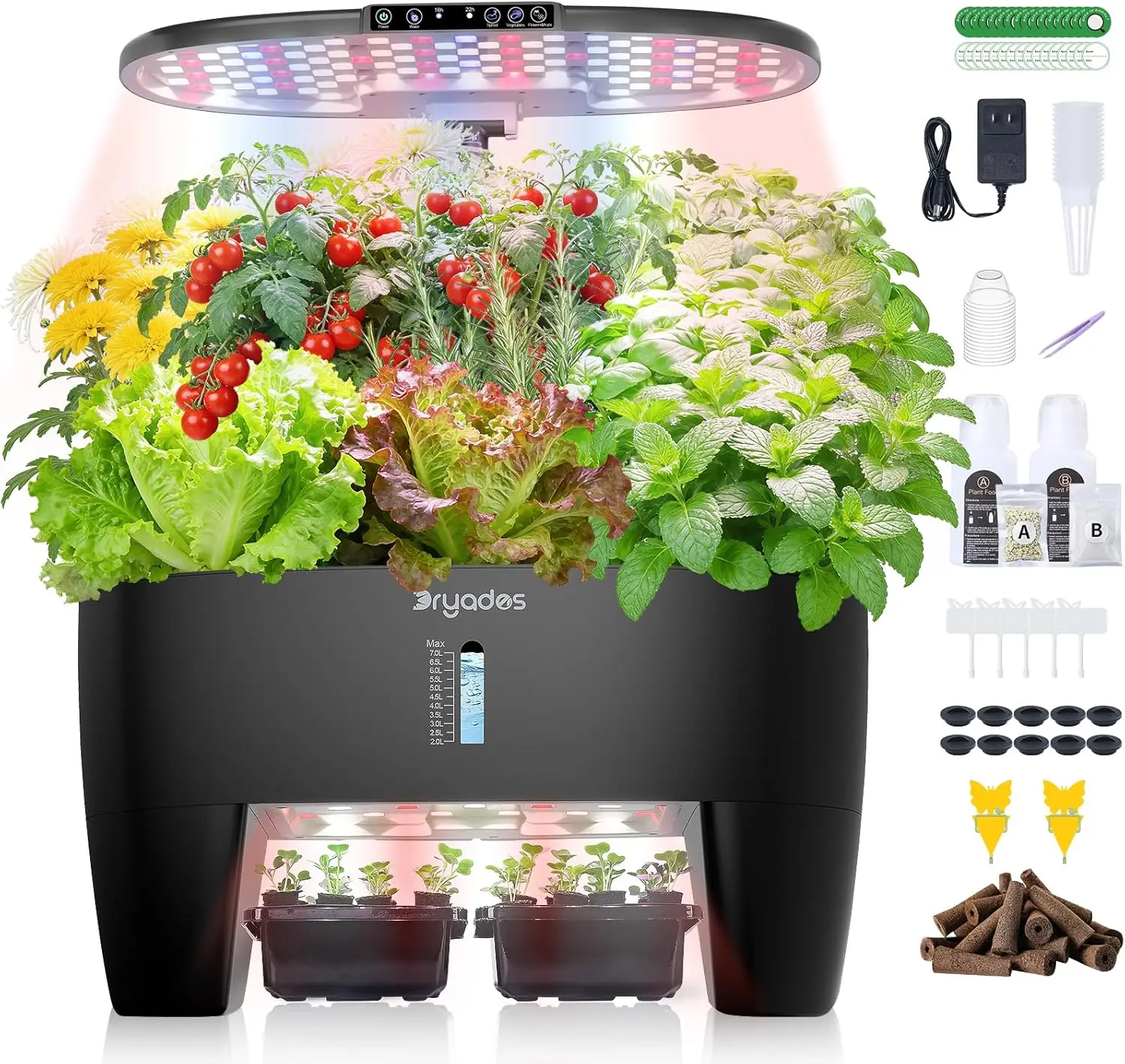 16-Pod Hydroponic Growing System with Sprout Mode & 24W LED Light, Indoor Garden for Home/Office