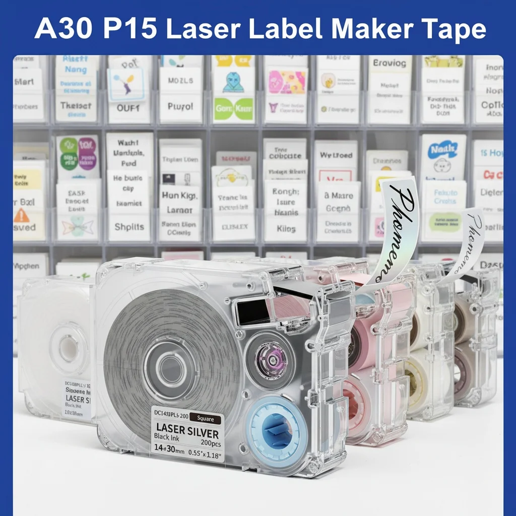 Long Self-Adhesive Label Tape for Phomemo A30 P15 Label Maker Standard Heat Transfer Printing Laser Sticker 1 Roll Reliable