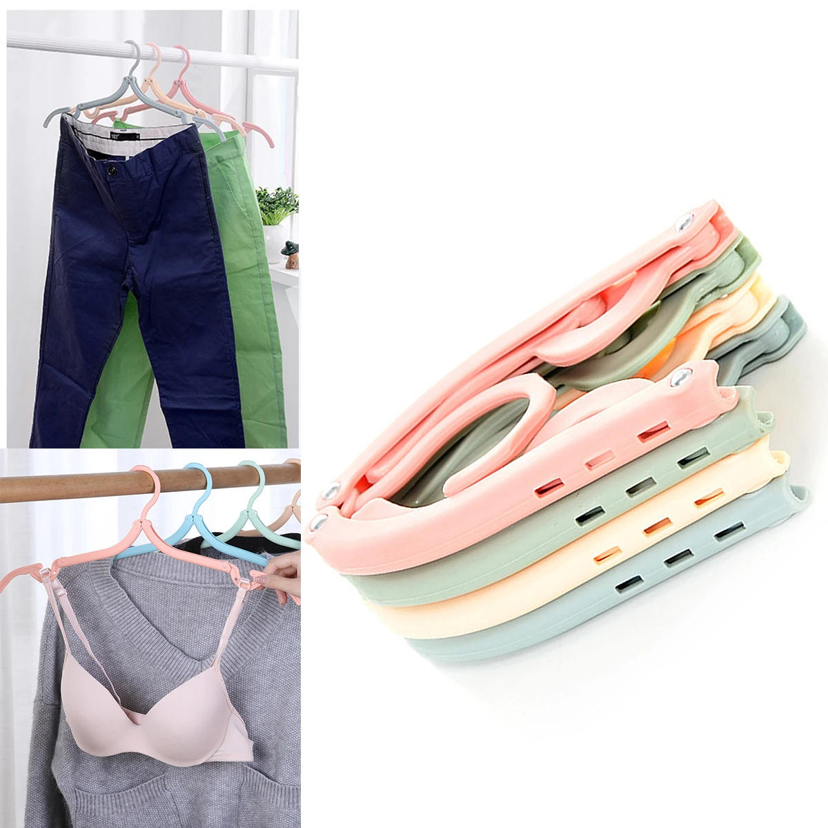 

2024 Multi-functional clothes hanger folding pants storage rack clothes organizer closet space saving