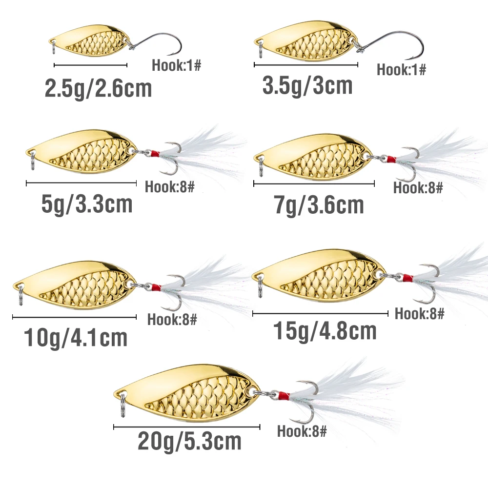 2Pcs Spoons Lure Gold/Silver Metal Swimbait 2.5-20g Casting Lure 2.6-5.3cm Artificial Hard Bait Sinking for Trout Bass - view 4