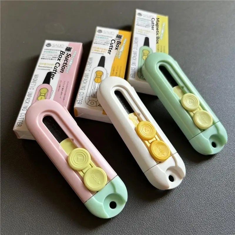 New 1Pcs Mini Portable Box Opener Magnetic Suction Utility Knife Letter Opener Paper Cutter Home Office Supplies