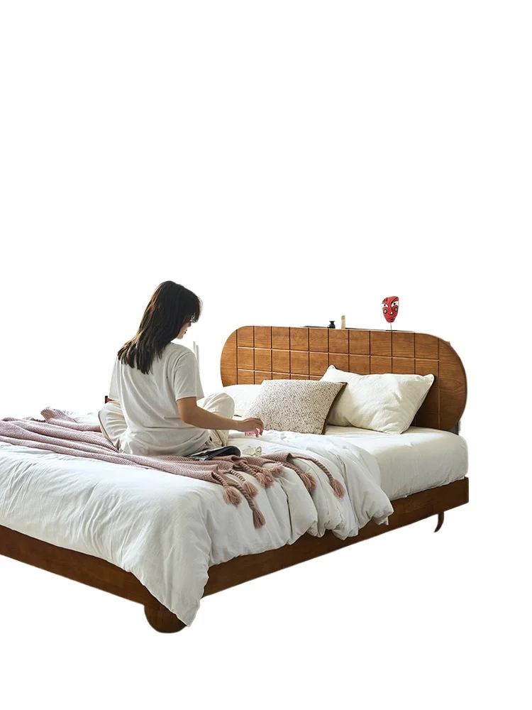 

French medieval all-solid wood small apartment household double American retro 1.8 meters master bedroom bed