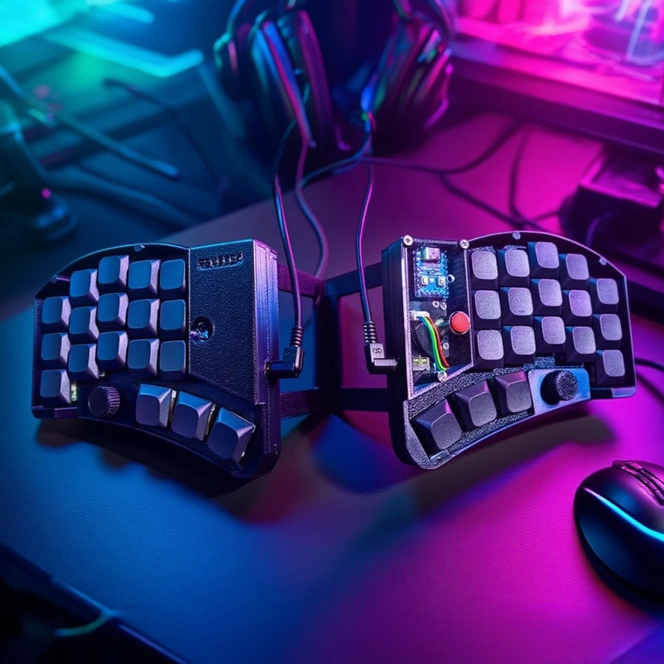

Little Red Dot Split Keyboard Gateron2.0 Low Profile Hot Swap Wired Mechanical Keyboard Kit VIAL Stand Teclado Gaming Accessory